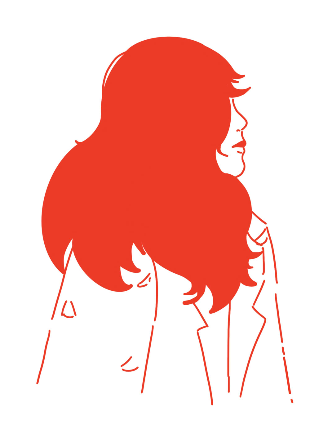 Illustration d'une femme aux cheveux rouges.